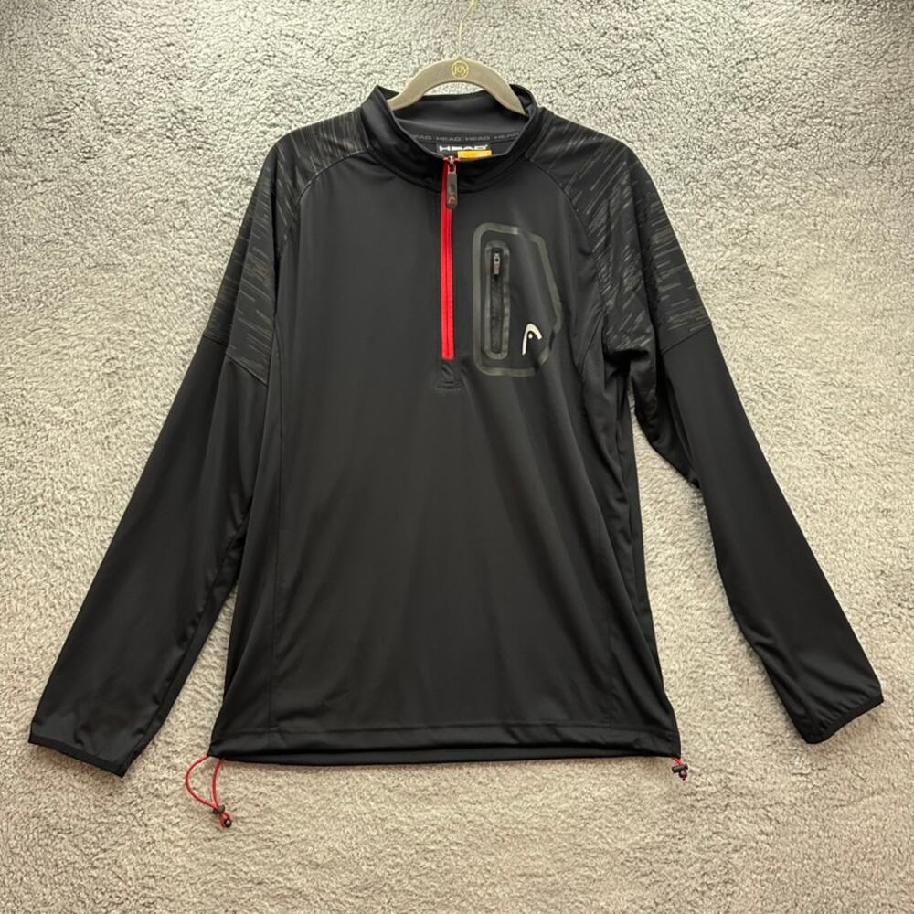 Head Men's Large Black Pullover Top 1/4 Zip Adjustable Waist Tennis Outdoor Gym